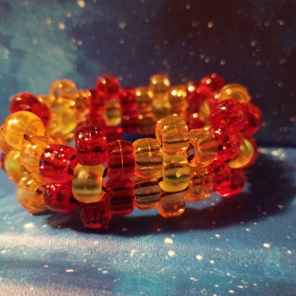 2 Custom Kandi flower cuffs